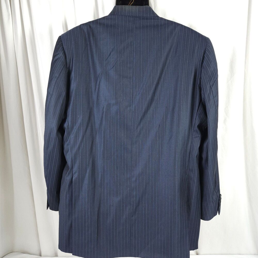 Tom James Corporate Image Navy Pinstripe Blazer Mens 50L 3 Button Sports Coat - Picture 2 of 13